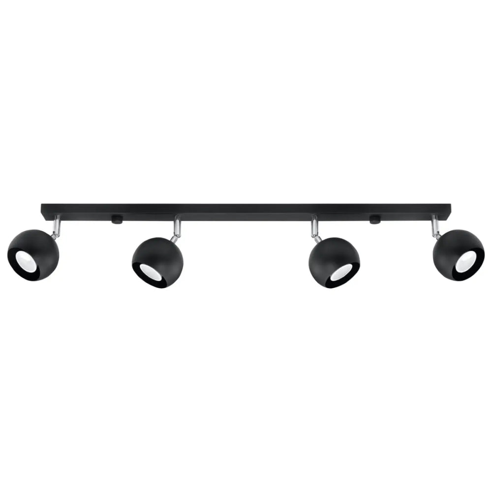 Plafonnier oculare 4l noir mat avec quatre spots sphériques réglables pour éclairez précisément un espace design original