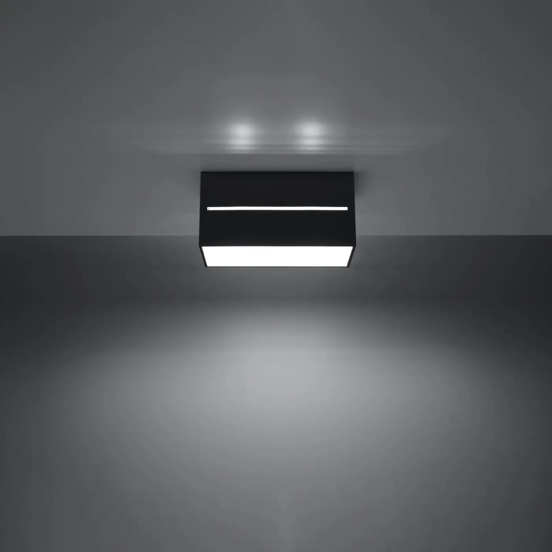 Plafonnier lobo 2 noir avec perforation linéaire et spectacle lumineux moderne et élégant pour plafonnier lobo dispersera