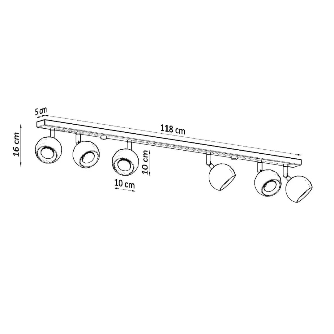 Luminaire plafonnier oculare 6l noir de 118 cm avec cinq spots réglables pour un éclairage précis et design original plafonnier moderne