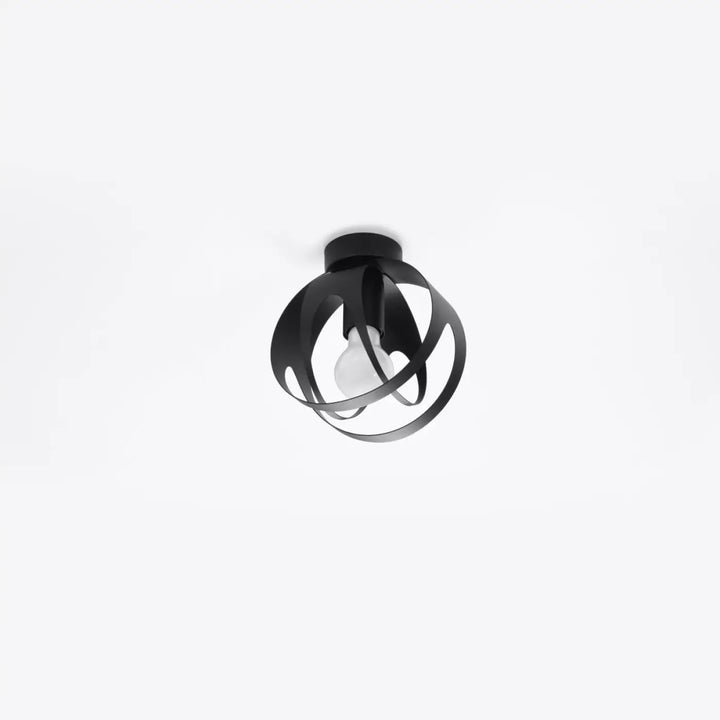 Luminaire plafonnier tulos noir en métal avec design sphérique ajouré parfait pour lampes tulos et points lumineux suspendus