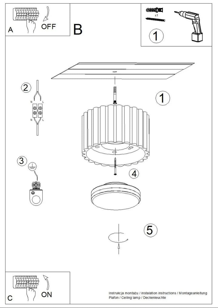 Luminaire plafonnier aura 1 noir avec forme unique inspirée, ventilateur à pales multiples et moteur intégré