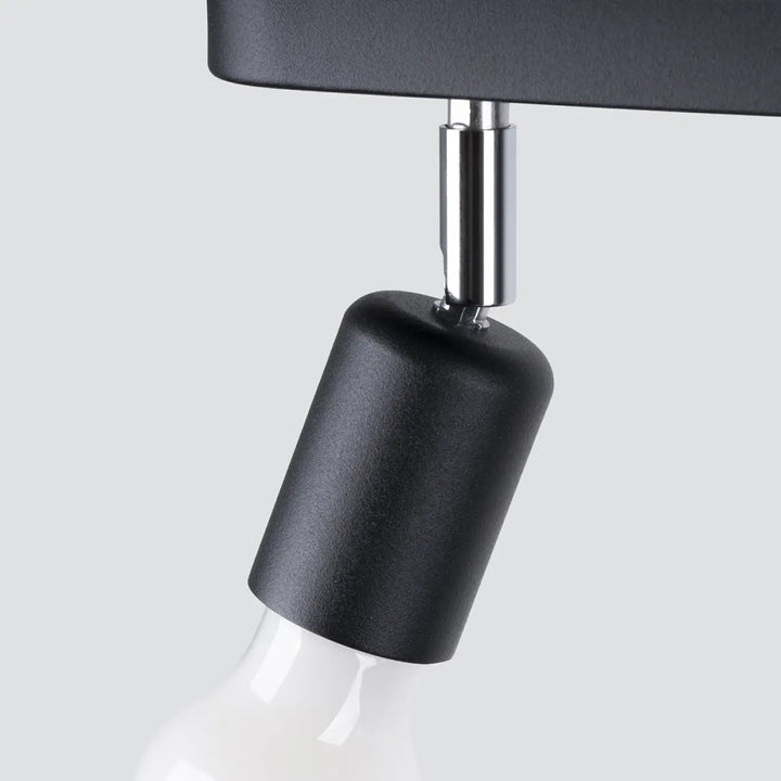 Luminaire plafonnier fornes 3 noir avec tête cylindrique noire mate et tige chrome chrome, choix idéal dans la gamme fornes
