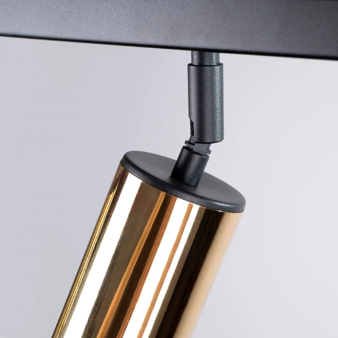 Plafonnier winx noir cooper cylindre en laiton poli avec support noir pour un éclairage moderne et efficace