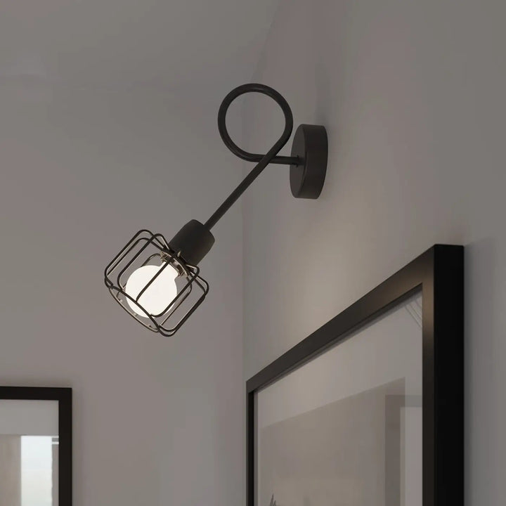 Luminaire plafonnier beluci 3 noir en acier forge style loft avec cage lampe pour appliques murales collection beluci