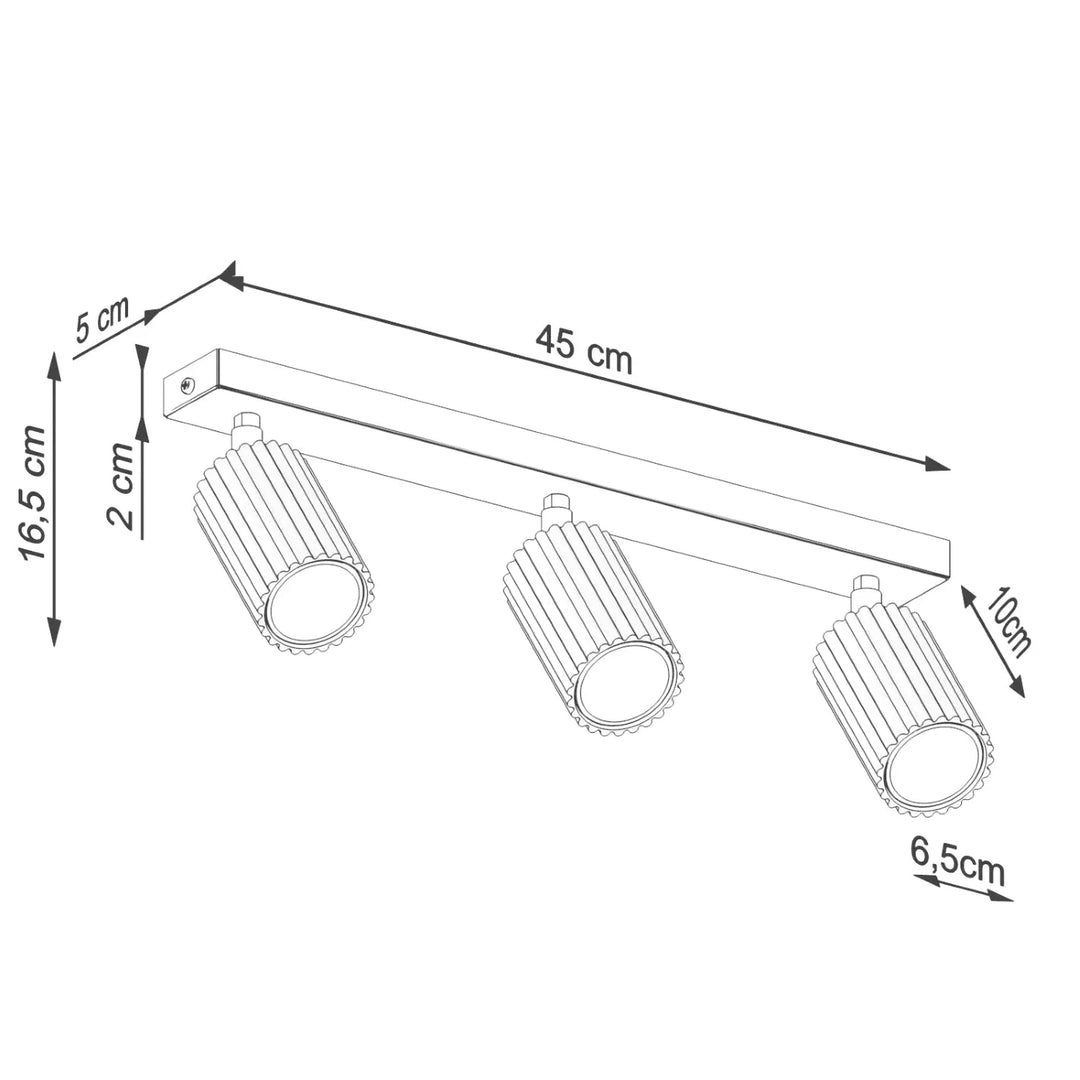 Plafonnier Karbon allie design minimaliste avec trois ampoules GU10 interchangeables en couleur or