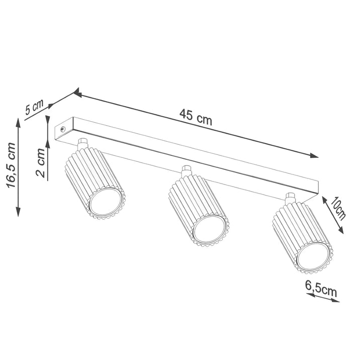 Plafonnier Karbon allie design minimaliste avec trois ampoules GU10 interchangeables en couleur or