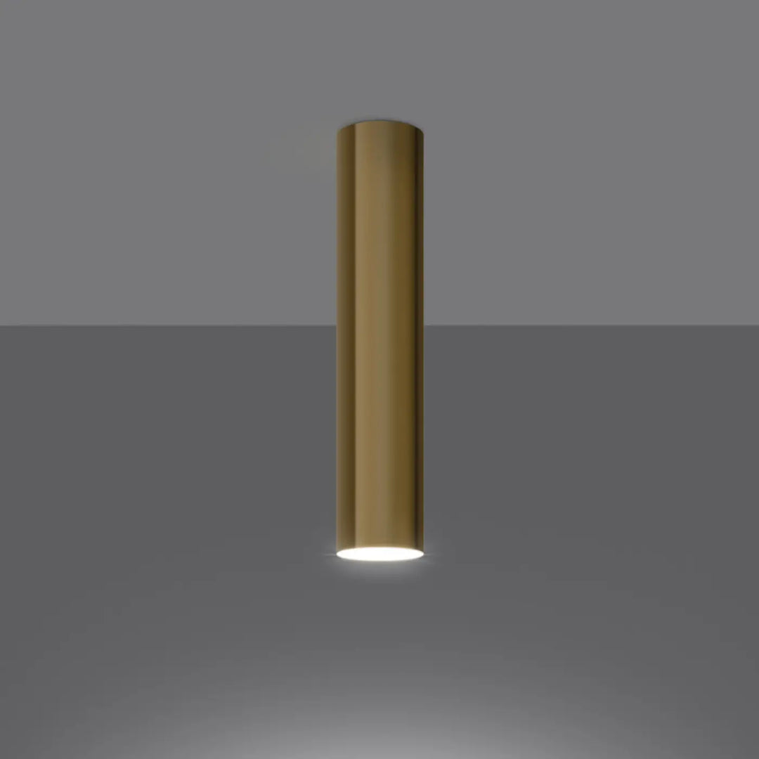 Lampe suspendue lagos en laiton poli cylindrique avec lumière chaude idéale pour table à manger style moderne