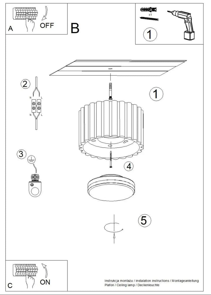 Luminaire plafonnier aura 1 outremer avec forme unique inspirée, abat-jour cylindrique strié et base circulaire