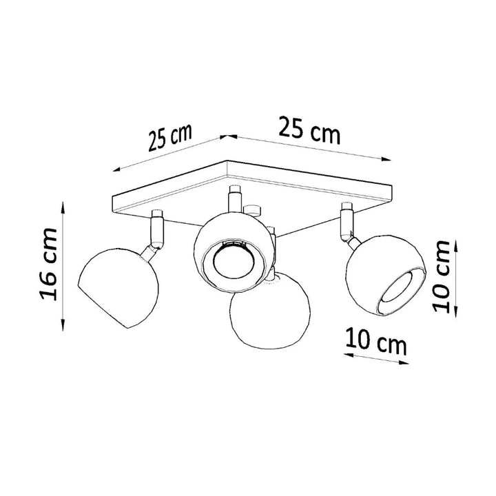 Plafonnier oculare blanc avec trois spots réglables pour éclairez précisément un intérieur au design original