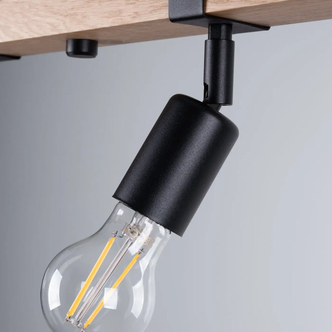 Luminaire plafonnier série zuca noir avec ampoule led filament visible pour œuvres d’art lumineuses décoratives