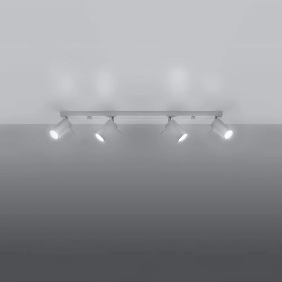 Luminaire plafonnier ring 4l blanc en métal avec quatre bras réglables pour une ambiance intérieure et demi-obscurité chaleureuse