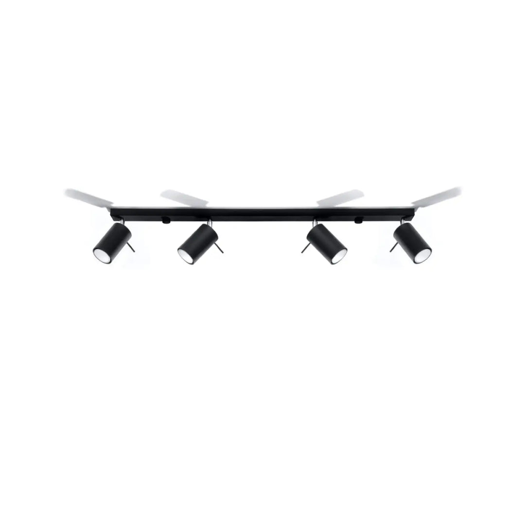 Luminaire plafonnier ring 4l noir avec bras réglables en finition matte pour une ambiance intérieure en demi-obscurité chaleureuse