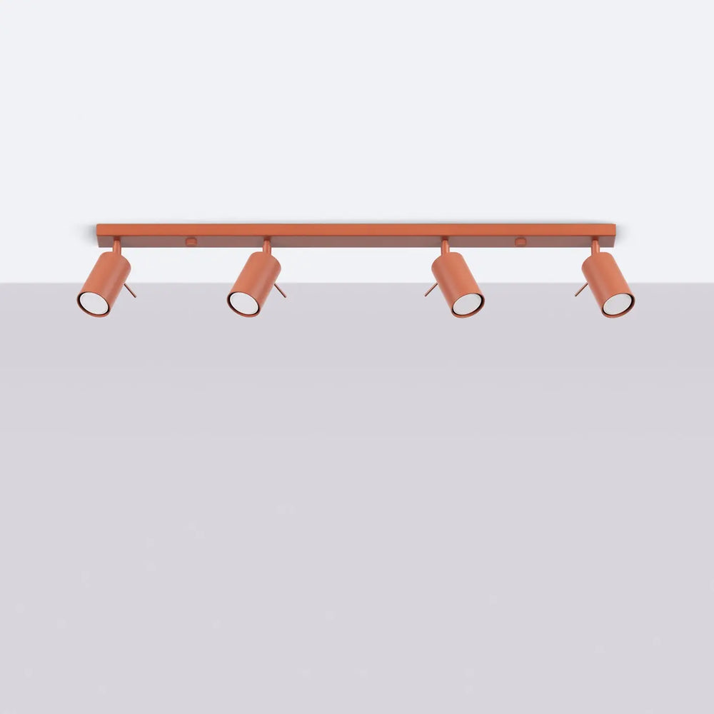Luminaire plafonnier ring 4l rouge ochra en cuivre avec quatre spots réglables pour un éclairage flexible minimalisme moderne