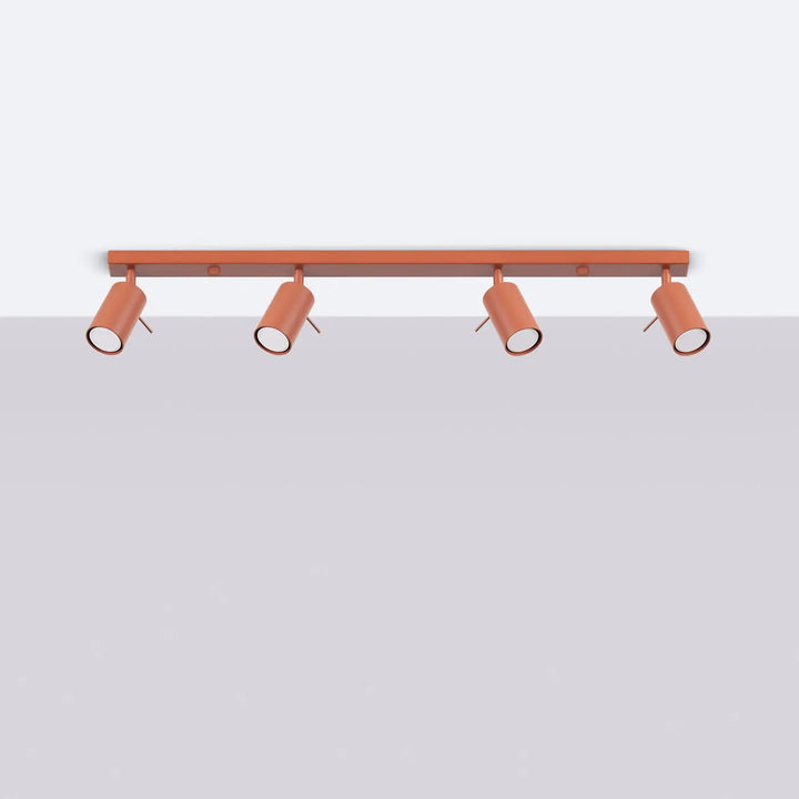 Luminaire plafonnier ring 4l rouge ochra en cuivre avec quatre spots réglables pour un éclairage flexible minimalisme moderne