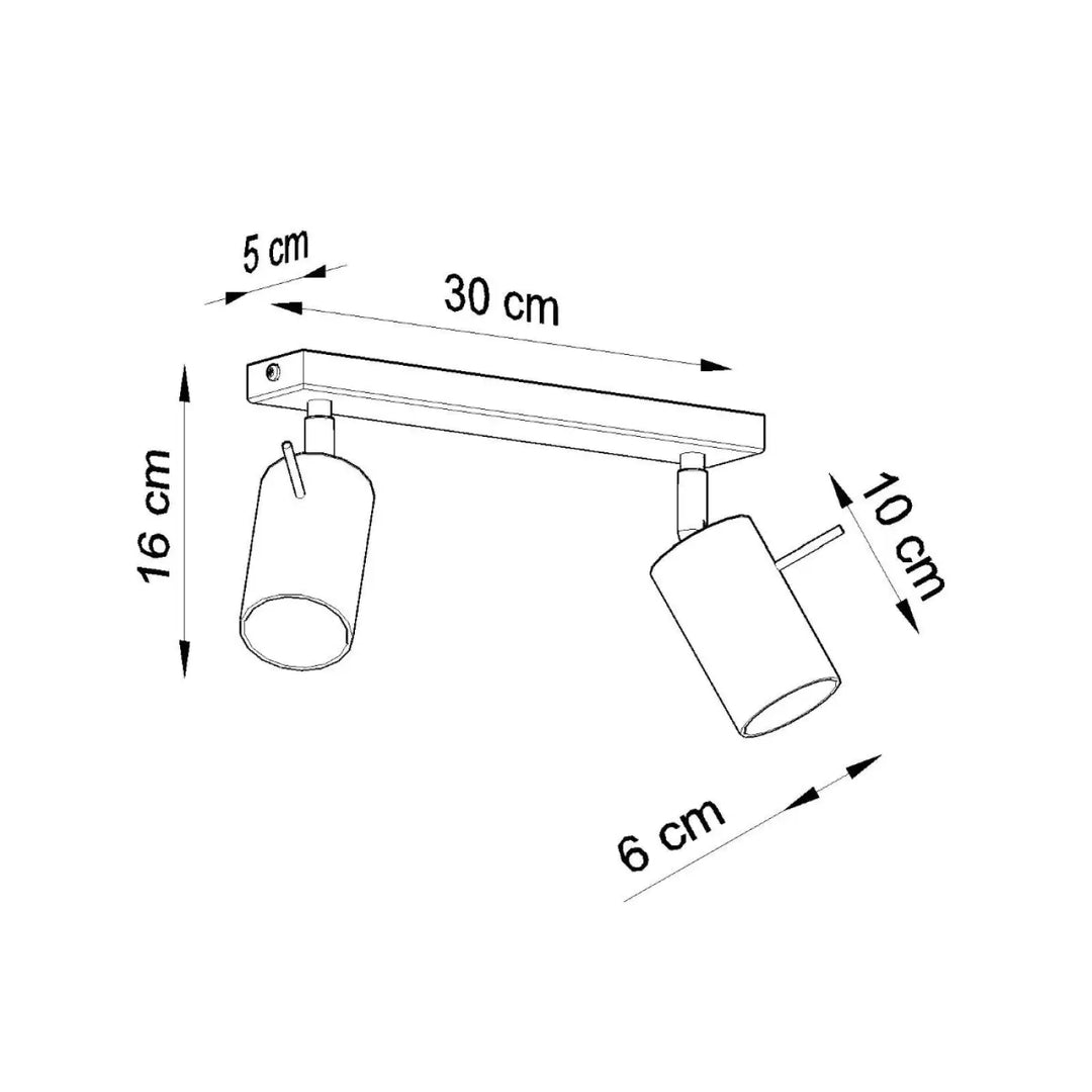 Luminaire plafonnier ring 2 noir avec deux spots cylindriques en métal que vous pouvez facilement installer
