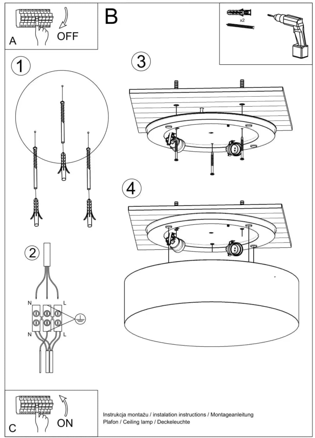 Plafonnier rond luminaire arena 35 blanc avec éclairage polyvalent et forme riche en diagramme technique noir et blanc