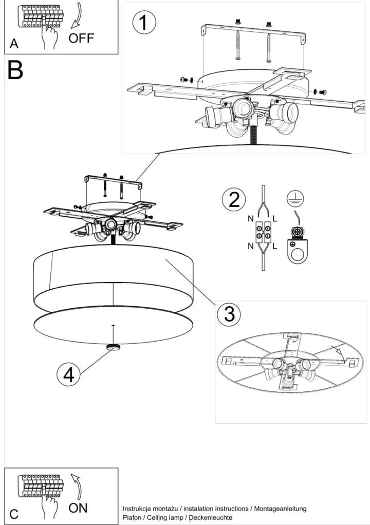 Plafonnier skala 50 blanc avec design circulaire à trois niveaux et fixation sécurisée pour décoration élégante plafond minimaliste