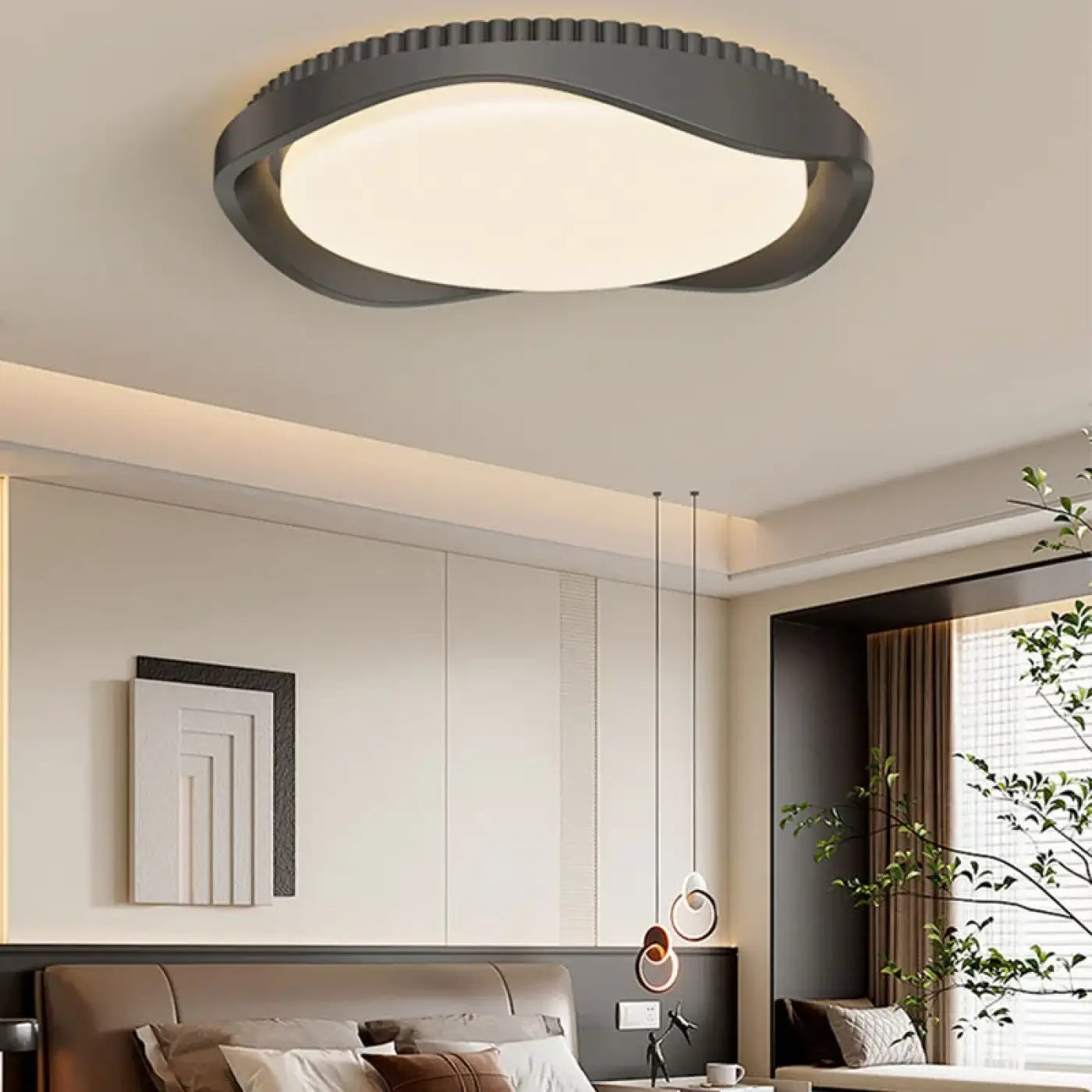 Plafonnier Lustre En Laiton Brossé, 4-6 Lumières, Style Moderne, Par Hofstein