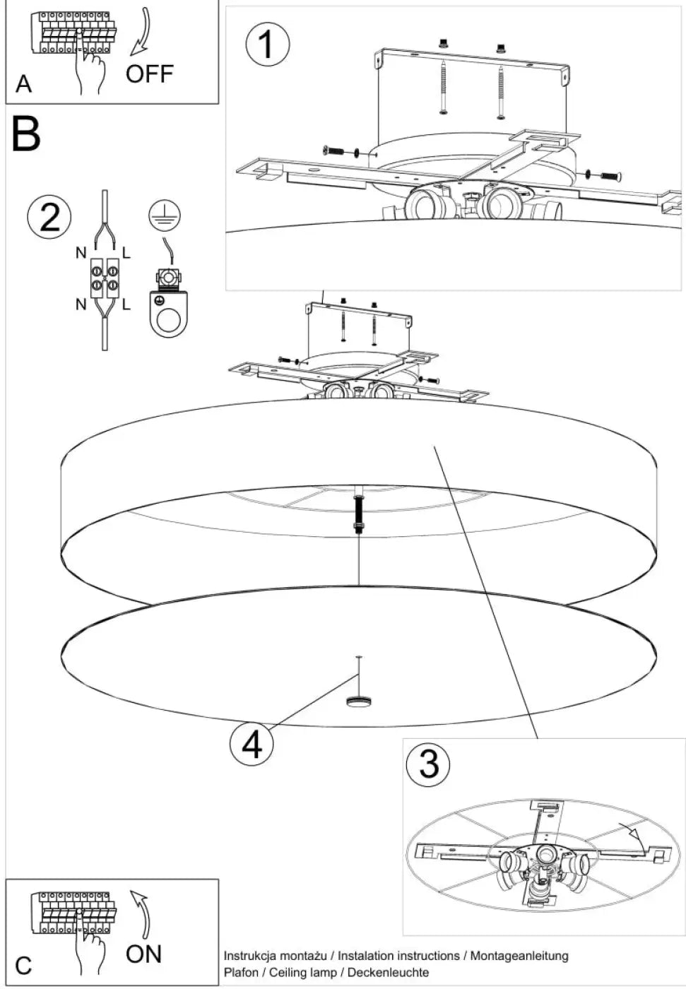 Luminaire plafonnier skala 100 noir avec suspension à trois niveaux circulaires pour plafond minimaliste élégant