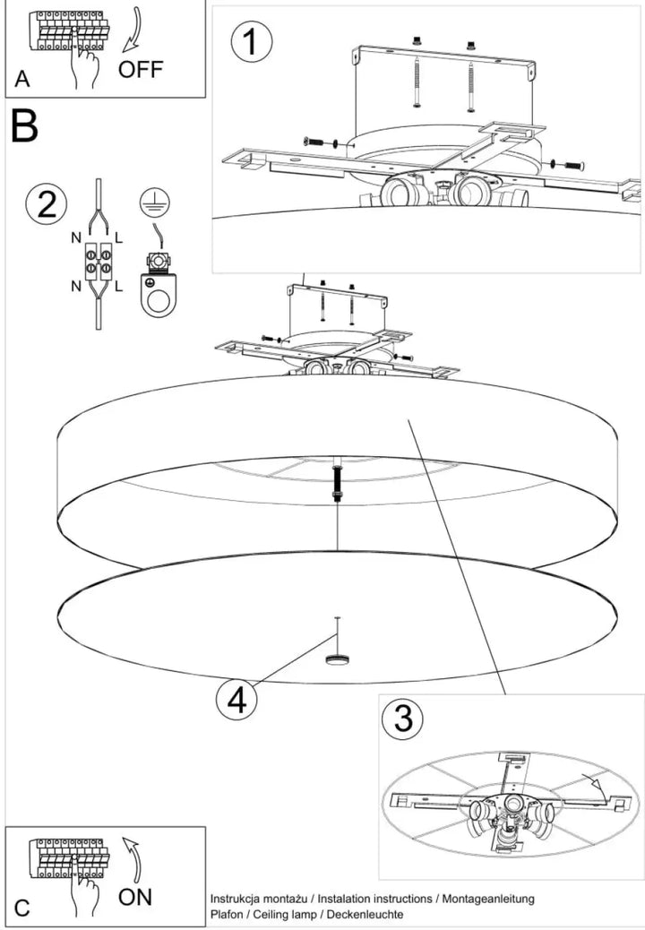 Luminaire plafonnier skala 100 noir avec suspension à trois niveaux circulaires pour plafond minimaliste élégant
