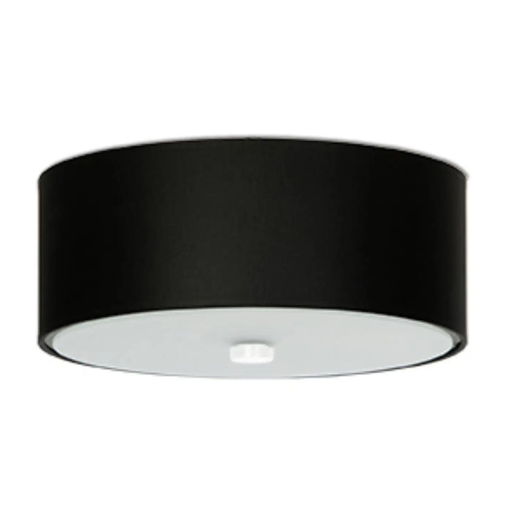 Luminaire plafonnier skala 30 noir cylindrique avec abat-jour tissu mat intérieur blanc pour plafond minimaliste élégant