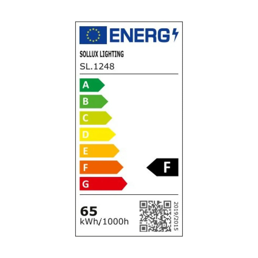 Étiquette énergie sollux lighting sl 1248 a-rated verte 65 kwh 1000h pour luminaire plafonnier onyx 60 noir led 3000k plafond rond couleurs intemporelles