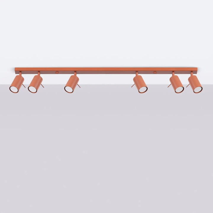 Luminaire plafonnier copper fini ring 6l rouge ochra avec cinq spots ajustables pour éclairage flexible minimalisme moderne