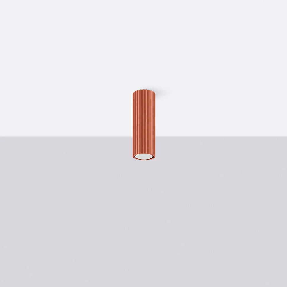 Plafonnier karbon allie cuivre avec ampoules gu10 interchangeables et design minimaliste rouge ocre