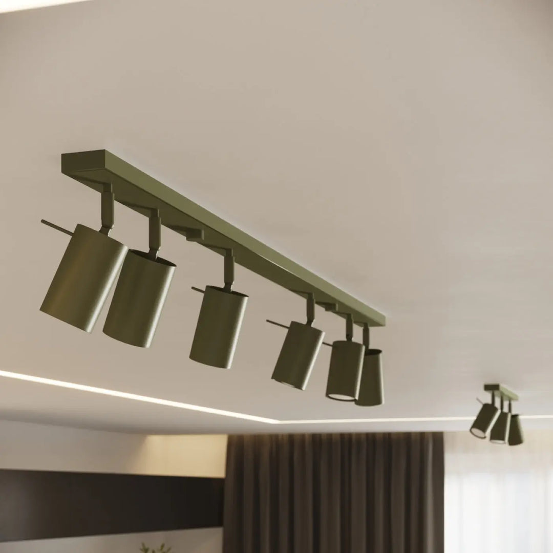 Luminaire plafonnier ring 6l en vert olive avec éclairage flexible et design minimalisme moderne pour une lampe ring