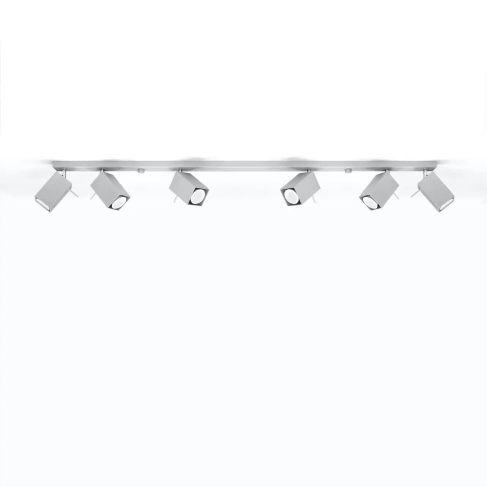 Plafonnier moderne merida gris métal avec six spots merida réglables pour diriger précisément l’éclairage
