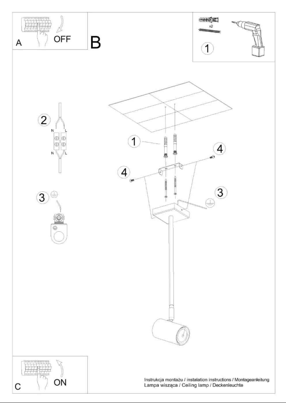 Schéma d'installation du luminaire