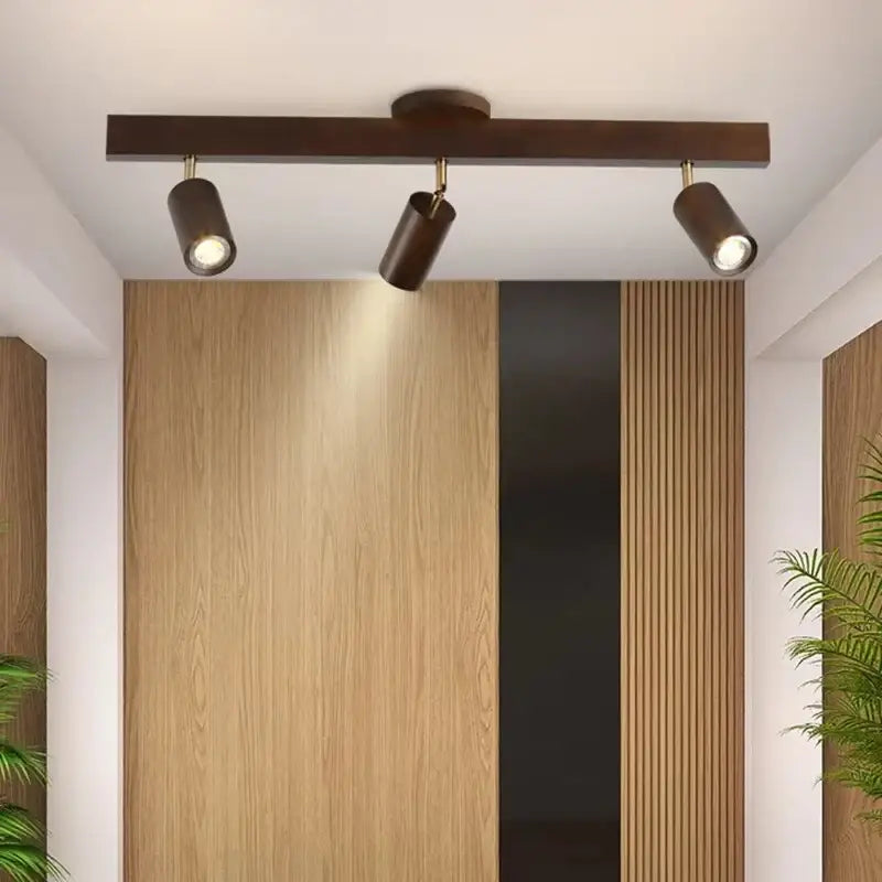 Luminaire plafonnier spots orientables en bois scandinave noir blanc