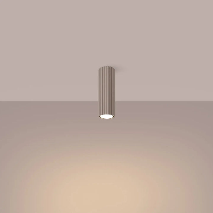 Luminaire plafonnier karbon 20 taupe cylindrique design minimaliste avec ampoules gu10 interchangeables et lumière blanche chaude
