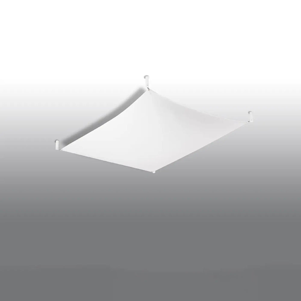 Plafonnier luna 1 blanc avec toile en tissu blanc et crochets aux quatre coins pour un éclairage minimaliste plus facile