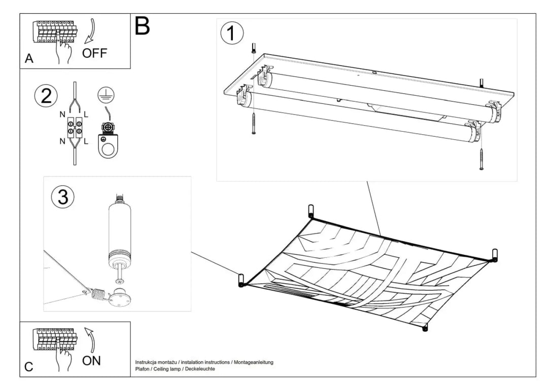 Plafonnier luna blanc rectangulaire avec deux tubes cylindriques pour un éclairage minimaliste plus facile à installer