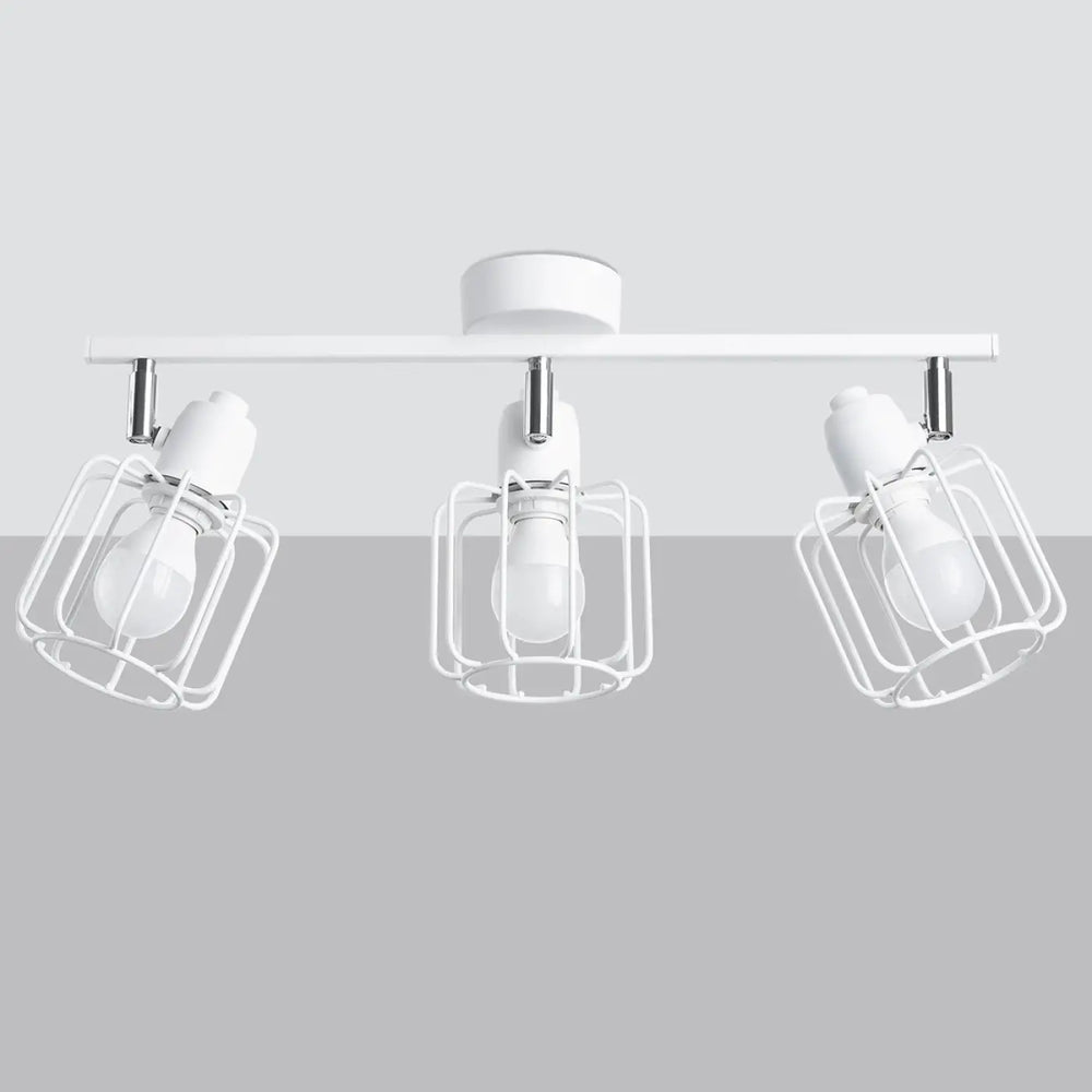 Luminaire plafonnier beluci 3 blanc avec trois spots ajustables en style loft et appliques murales en métal blanc