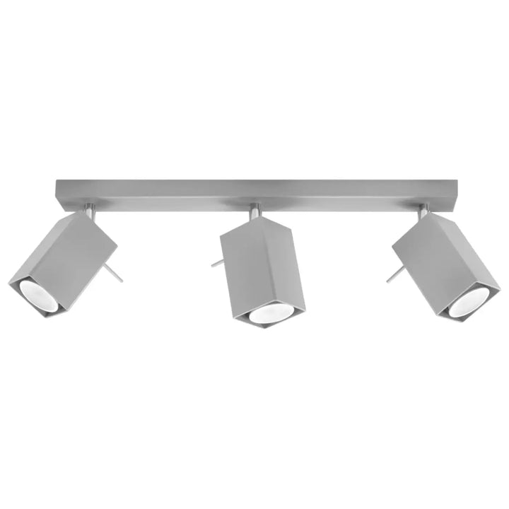 Plafonnier moderne merida gris en métal avec trois spots merida ajustables pour diriger précisément la lumière