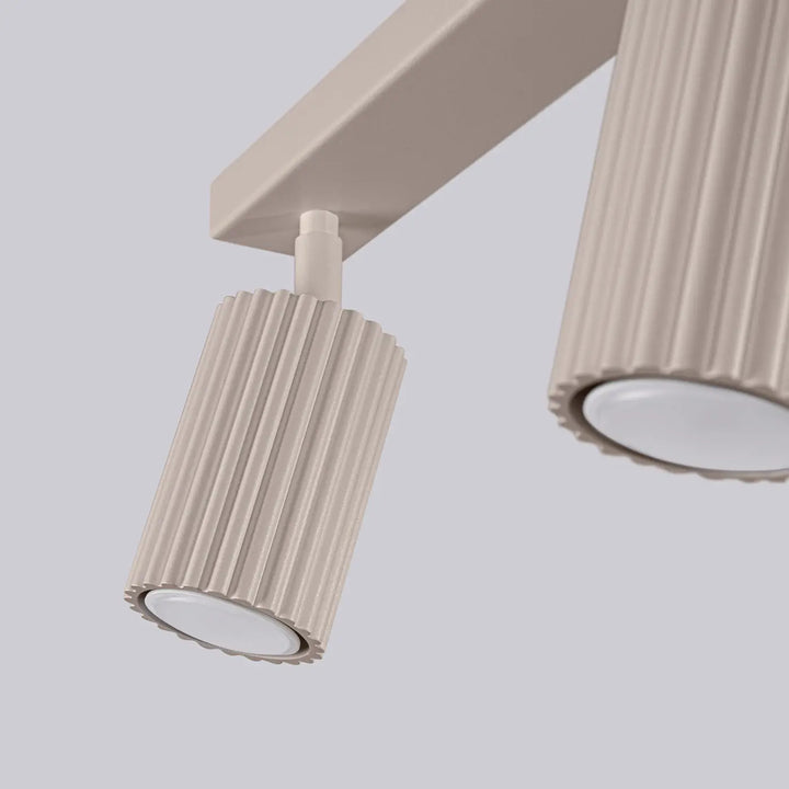 Plafonnier karbon allie beige cylindrique en résille avec design minimaliste et ampoules gu10 interchangeables
