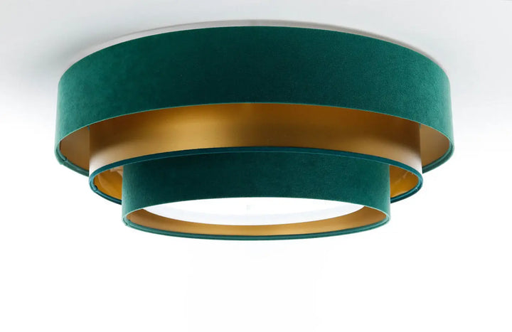 Luminaire plafonnier vert en velours émeraude et métal doré pour un éclairage élégant et raffiné plafonnier vert