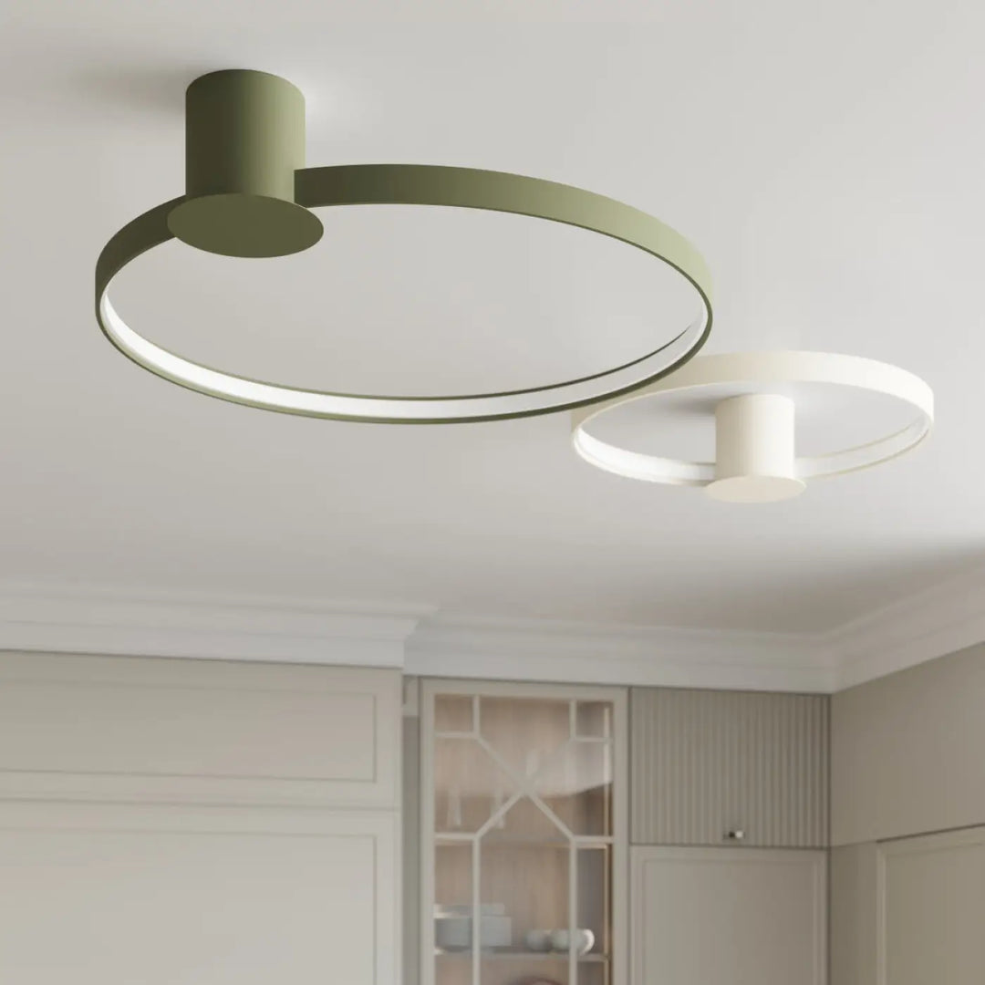 Luminaire plafonnier collection rio vert olive avec design moderne et anneau led intégré pour éclairage intérieur