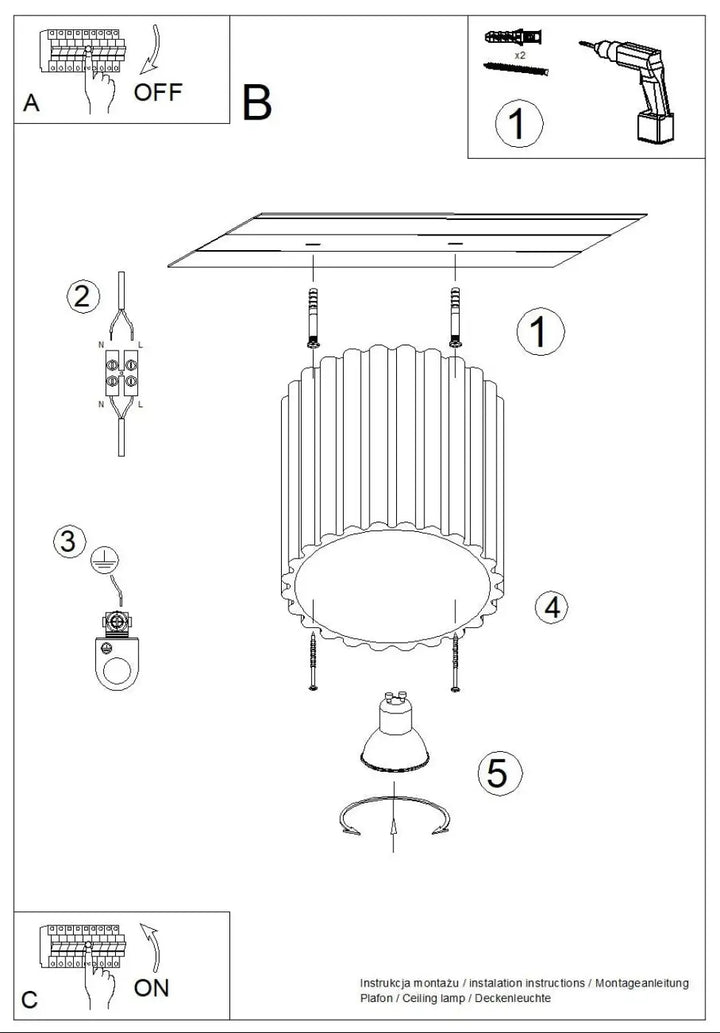 Luminaire plafonnier aura 1 vert olive avec forme unique inspirée en cylindre à rainures verticales et bord festonné