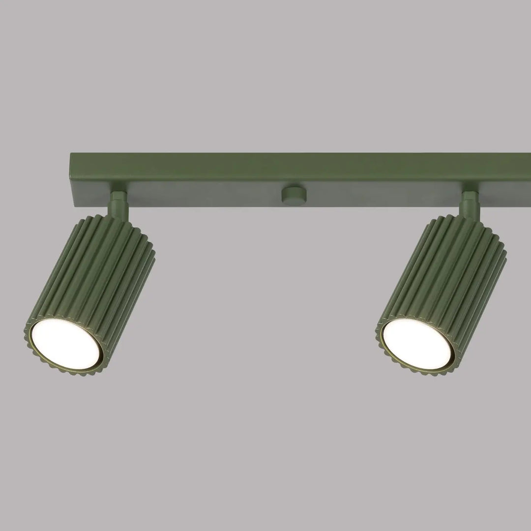 Plafonnier karbon allie design minimaliste avec 4 têtes olive vertes et ampoules gu10 interchangeables
