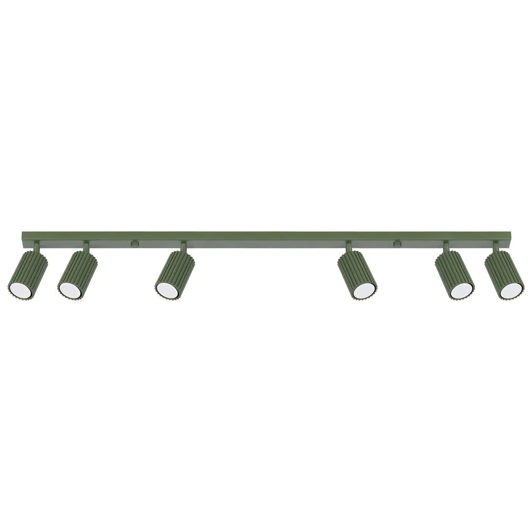 Luminaire plafonnier karbon 6l vert olive en métal avec six ampoules gu10 interchangeables design minimaliste