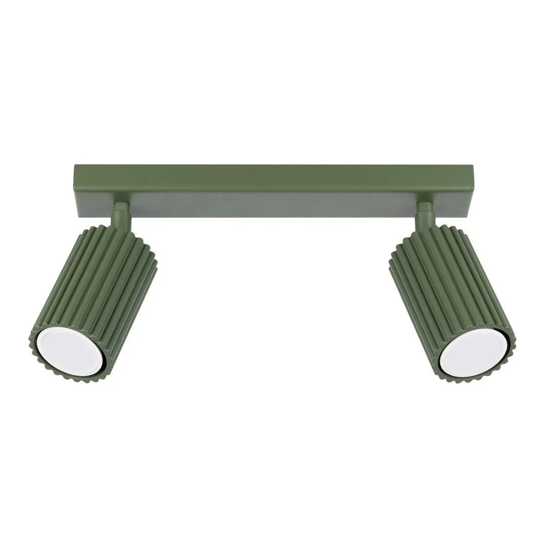 Plafonnier karbon allie vert olive à double tête avec ampoules gu10 interchangeables et design minimaliste