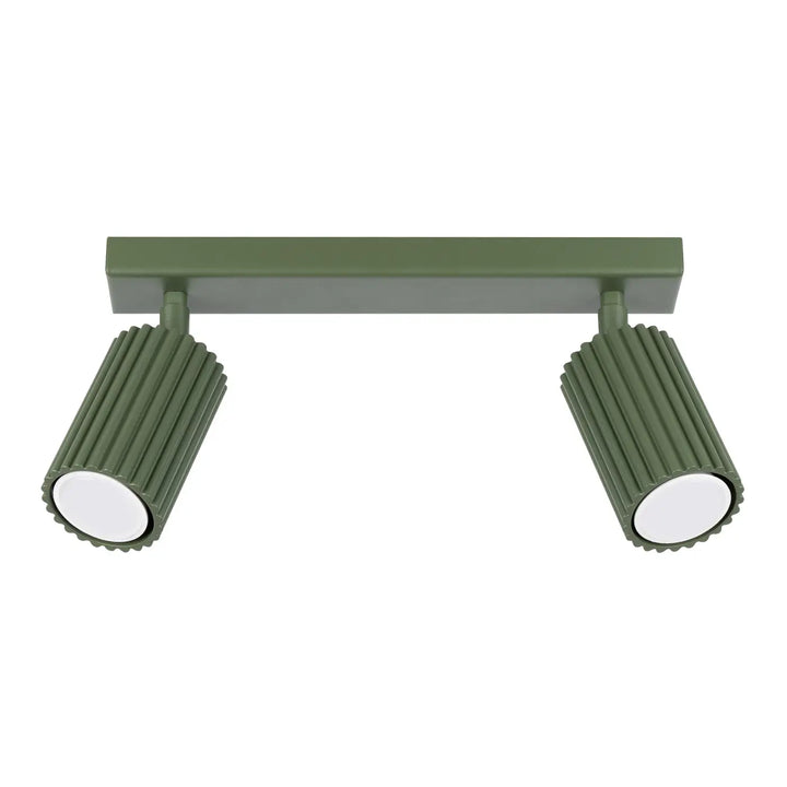 Plafonnier karbon allie vert olive à double tête avec ampoules gu10 interchangeables et design minimaliste