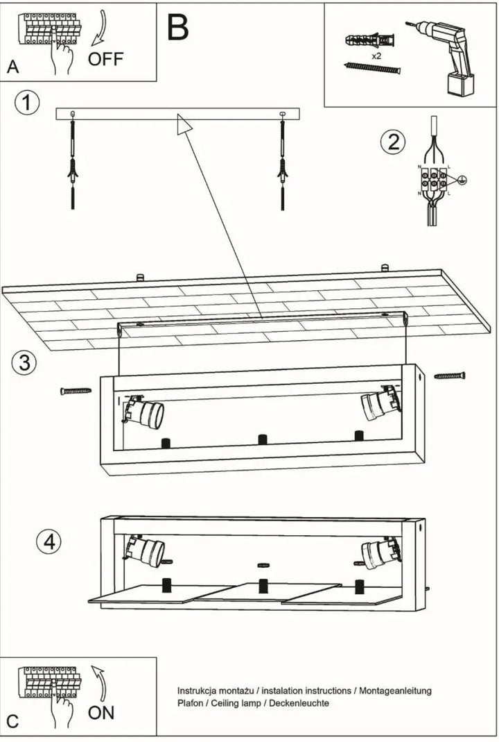 Luminaire plafonnier feniks 2 en wenge avec deux spots réglables design intemporel pour lampes surprenantes