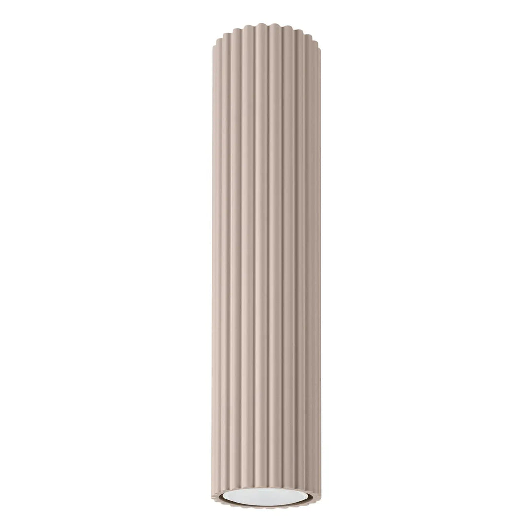 Plafonnier karbon allie beige taupe en forme de colonne avec un design minimaliste et ampoules gu10 interchangeables