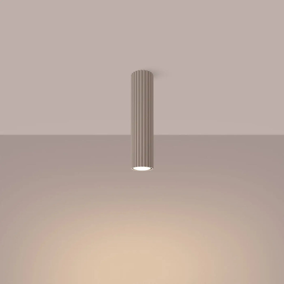Luminaire plafonnier karbon allie design minimaliste taupe cylindrique avec ampoules gu10 interchangeables et lumière blanche chaude