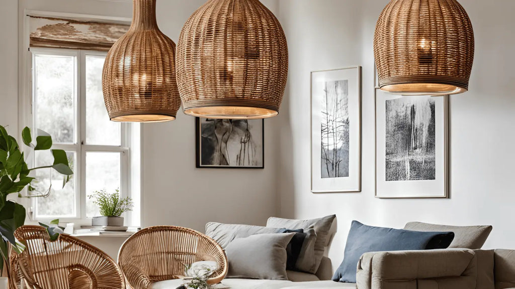 luminaire rotin suspension