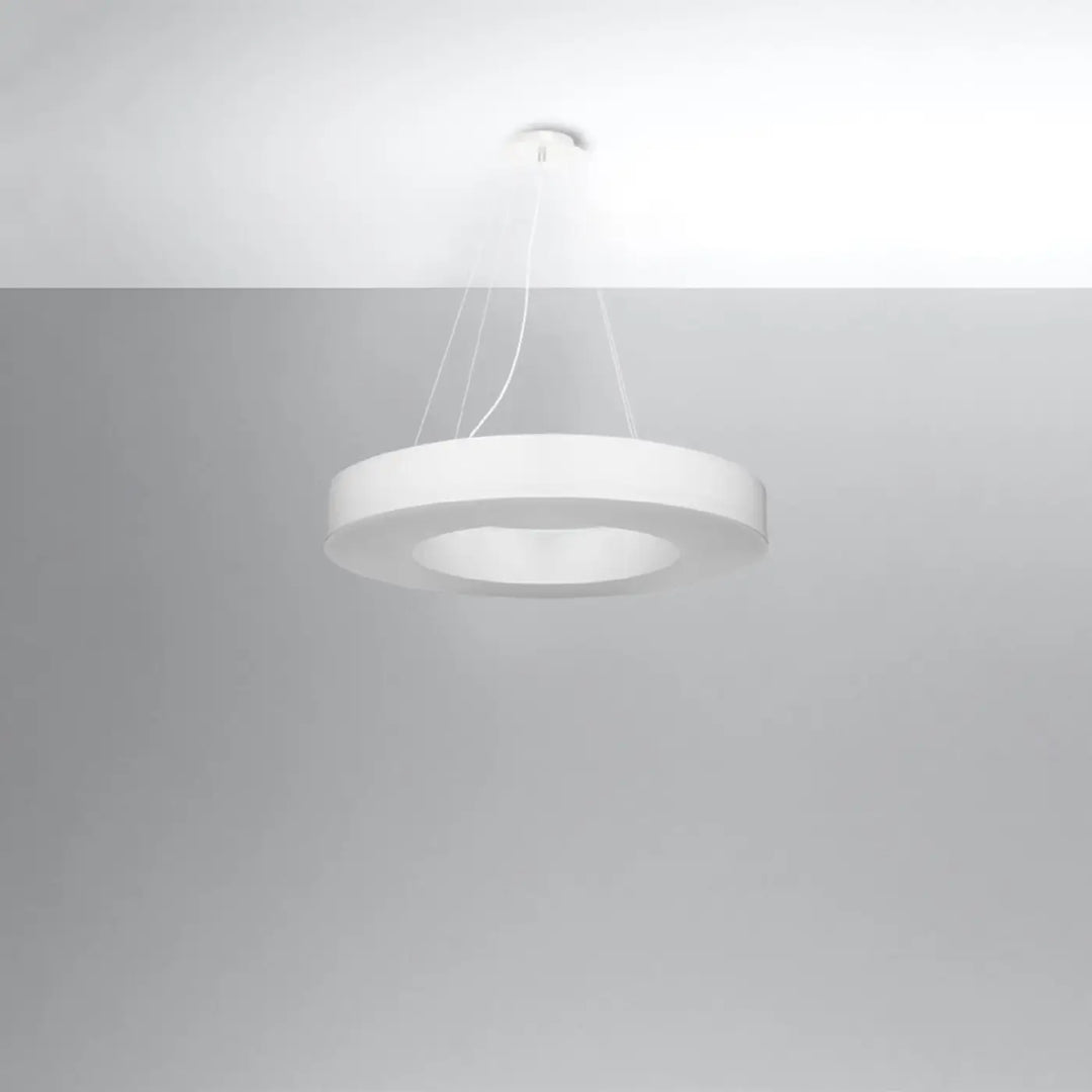 Lustre abat-jour rond blanc éteint